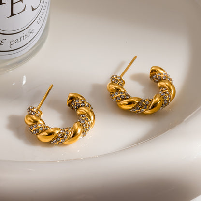 Aretes Aro Trenzado con Circonitas