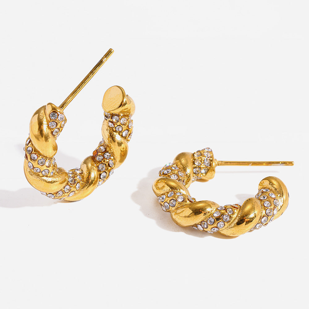 Aretes Aro Trenzado con Circonitas