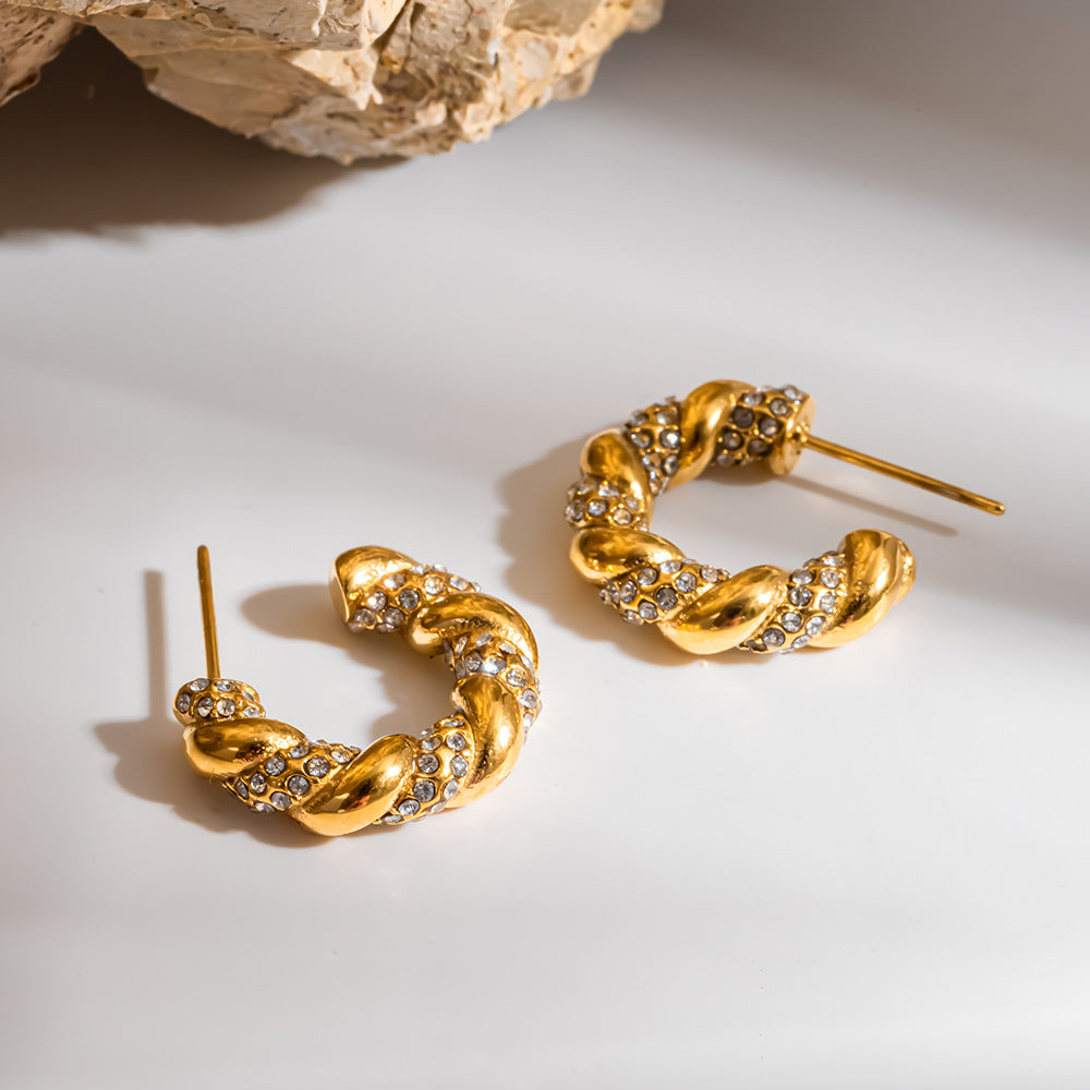 Aretes Aro Trenzado con Circonitas
