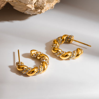 Aretes Aro Trenzado con Circonitas