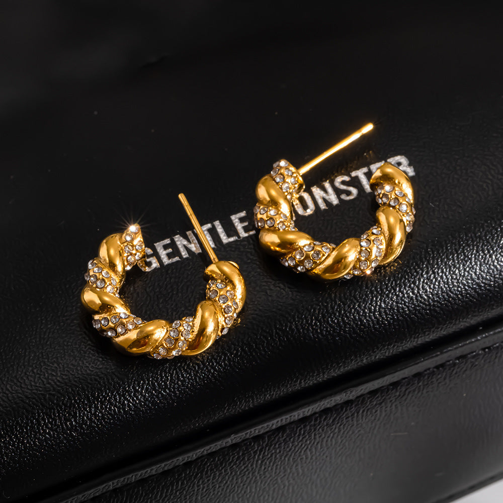 Aretes Aro Trenzado con Circonitas