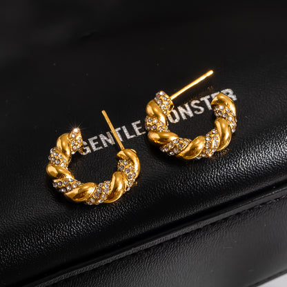 Aretes Aro Trenzado con Circonitas