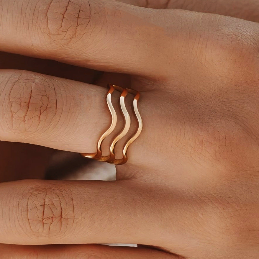 Anillo Triple Aro Ondulado
