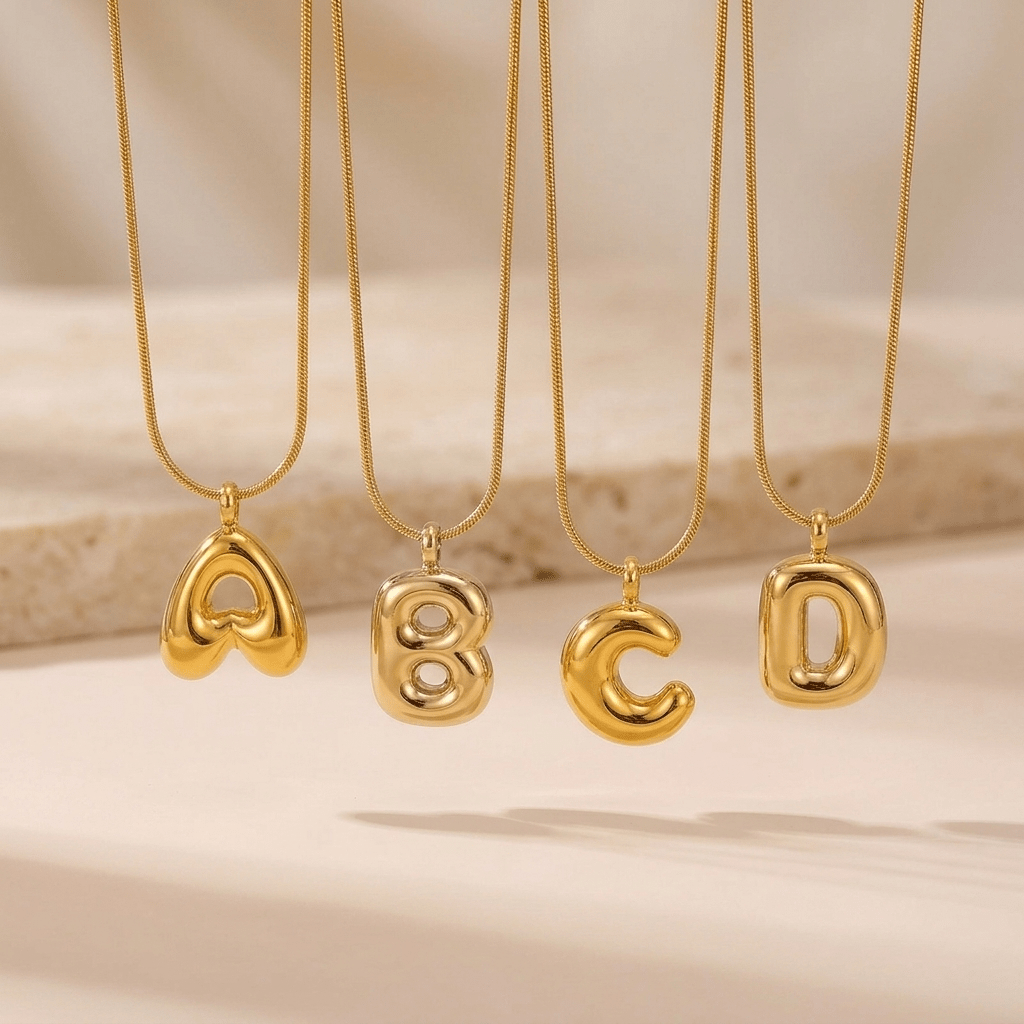 Collar Letra Burbuja Gold - Lovia