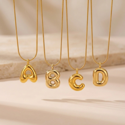Collar Letra Burbuja Gold